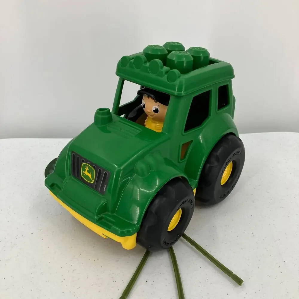 Mega Bloks Block John Deere Green Yellow Plastic Building Toy Lil Tractor Farmer